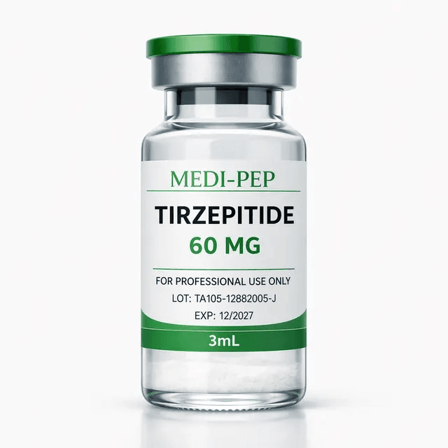 Tirzepatide 60 mg research vial — Medi-Pep, for professional use only